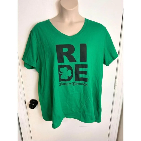 Harley-Davidson Tops - Harley Davidson Green T-shirt Route 65 moto Indianola Iowa Size 3x #0579